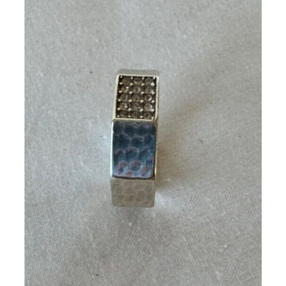 Brighton MERIDIAN Zenith Faceted Ring Sz 5.5 Hammered Silver Swarovski Crystals - Picture 5 of 5